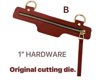 Load image into Gallery viewer, AUGUST PREORDER - 7" - 9" ZIPPER OVERLAY WITH 1 INCH STRAP COMBO CUTTING DIE FOR #5 ZIPPER TAPE $52.00 - $74.00/EACH