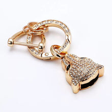 Load image into Gallery viewer, KEY FOB WITH SPARKLY RHINESTONES $8.50/2 PIECES LIGHT GOLD CRYSTAL LEOPARD