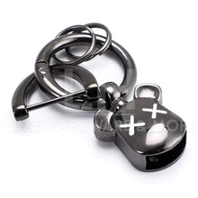 Load image into Gallery viewer, KEY FOB WITH SPARKLY RHINESTONES $8.50/2 PIECES GUNMETAL ’UGLY’ BEAR HEAD