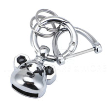 Load image into Gallery viewer, KEY FOB WITH SPARKLY RHINESTONES $8.50/2 PIECES SILVER BEAR HEAD