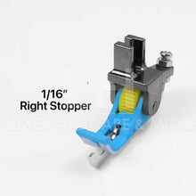 Load image into Gallery viewer, OCTOBER PREORDER - NEW PRESSER FEET WITH ROLLER GUIDE/STOPPER $8.99/EACH 1/16’’ WITH RIGHT BLADE/STOPPER