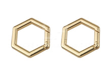 Load image into Gallery viewer, 1 Hexagon Shape Spring Gate Ring In Variety Colors $12.00/10 Pieces Light Gold
