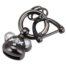 Load image into Gallery viewer, KEY FOB WITH SPARKLY RHINESTONES $8.50/2 PIECES GUNMETAL BEAR HEAD
