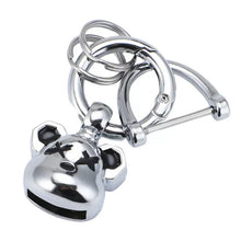 Load image into Gallery viewer, KEY FOB WITH SPARKLY RHINESTONES $8.50/2 PIECES SILVER BEAR HEAD
