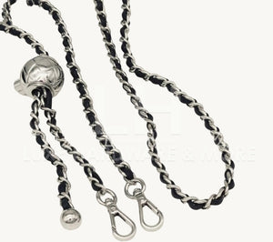 Adjustable Metal Chain Intertwined With Black Pu $15.00/Each Silver