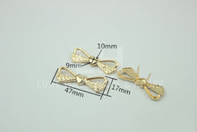 Load image into Gallery viewer, Bow Tie With Heart Decorative Logo 6.50/5 Pieces Light Gold
