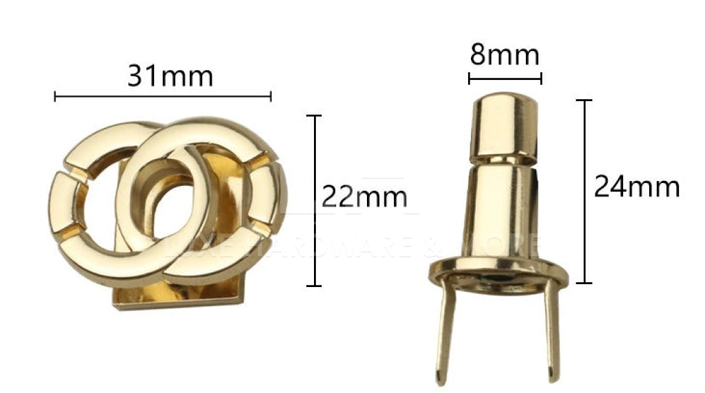 Double Circle Turn Lock $3.50/Each Light Gold