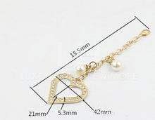 Load image into Gallery viewer, Heart With Imitation Diamond &amp; Pearls $8.00/2 Pieces Light Gold

