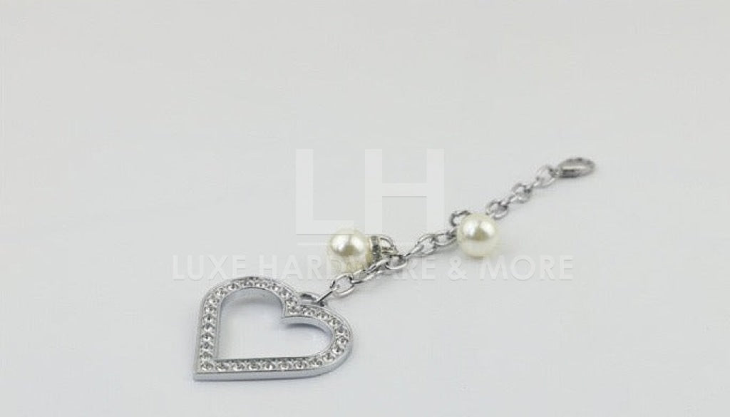 Heart With Imitation Diamond & Pearls $8.00/2 Pieces Silver