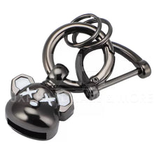 Load image into Gallery viewer, KEY FOB WITH SPARKLY RHINESTONES $8.50/2 PIECES GUNMETAL BEAR HEAD
