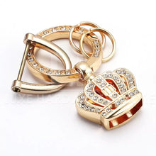 Load image into Gallery viewer, KEY FOB WITH SPARKLY RHINESTONES $8.50/2 PIECES LIGHT GOLD CRYSTAL CROWN
