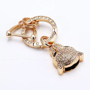 KEY FOB WITH SPARKLY RHINESTONES $8.50/2 PIECES LIGHT GOLD CRYSTAL LEOPARD