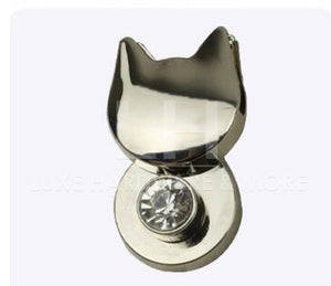 Light Gold Cat Lock With Crystal $5.00/Each Silver