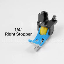 Load image into Gallery viewer, OCTOBER PREORDER - NEW PRESSER FEET WITH ROLLER GUIDE/STOPPER $8.99/EACH 1/4’’ WITH RIGHT BLADE/STOPPER
