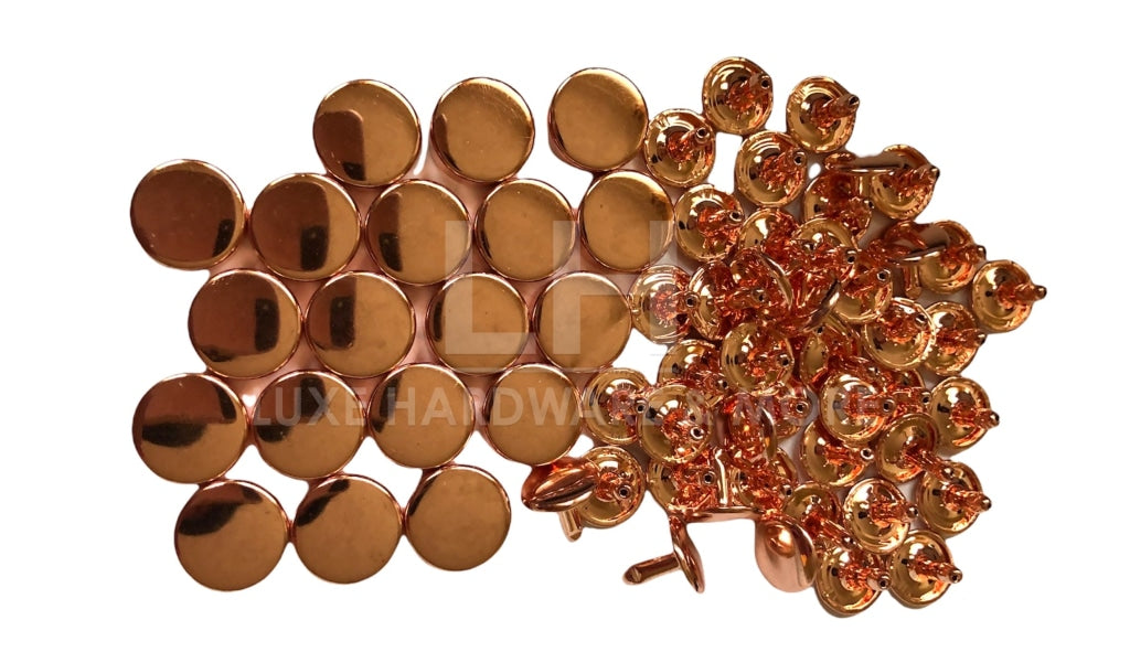15Mm Rose Gold Flat Cap Rivets $4.50/bag Of 50 Sets