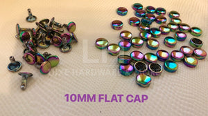 Flawed/ Off Colored Rainbow Double Cap/flat Cap Rivets In Variety Sizes $5.00 - $8.00/pack Of 50