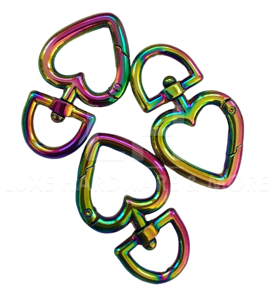 Rainbow Heart Spring Ring W/ Lobster Hook In Variety Sizes $1.90/Each 12Mm Inner Measuarement