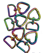 Load image into Gallery viewer, Rainbow Heart Spring Ring W/ Lobster Hook In Variety Sizes $1.90/Each 3/4 Inner Measuarement

