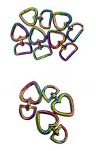 Load image into Gallery viewer, Rainbow Heart Spring Ring W/ Lobster Hook In Variety Sizes $1.90/Each
