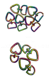 Rainbow Heart Spring Ring W/ Lobster Hook In Variety Sizes $1.90/Each